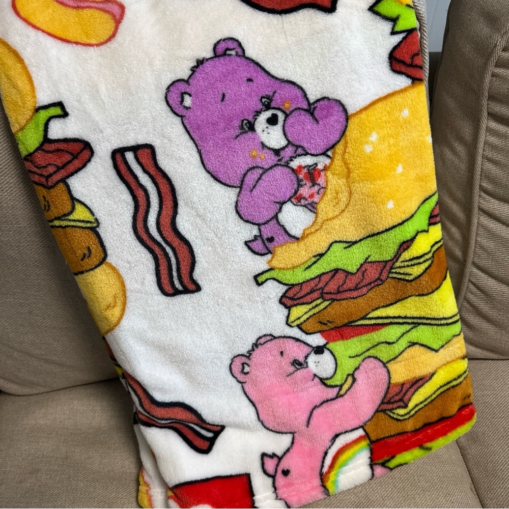 Care Bears Bacon Burger & Hot Dog Food Blanket 50X70” Cheeseburger Throw